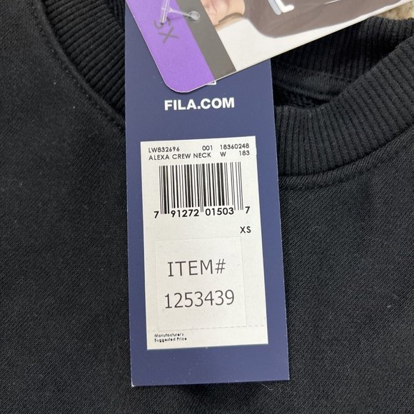 Fila Long Sleeve French Terry Crewneck Sweatshirt Alexa Black Women's  XS NWT - Picture 11 of 12